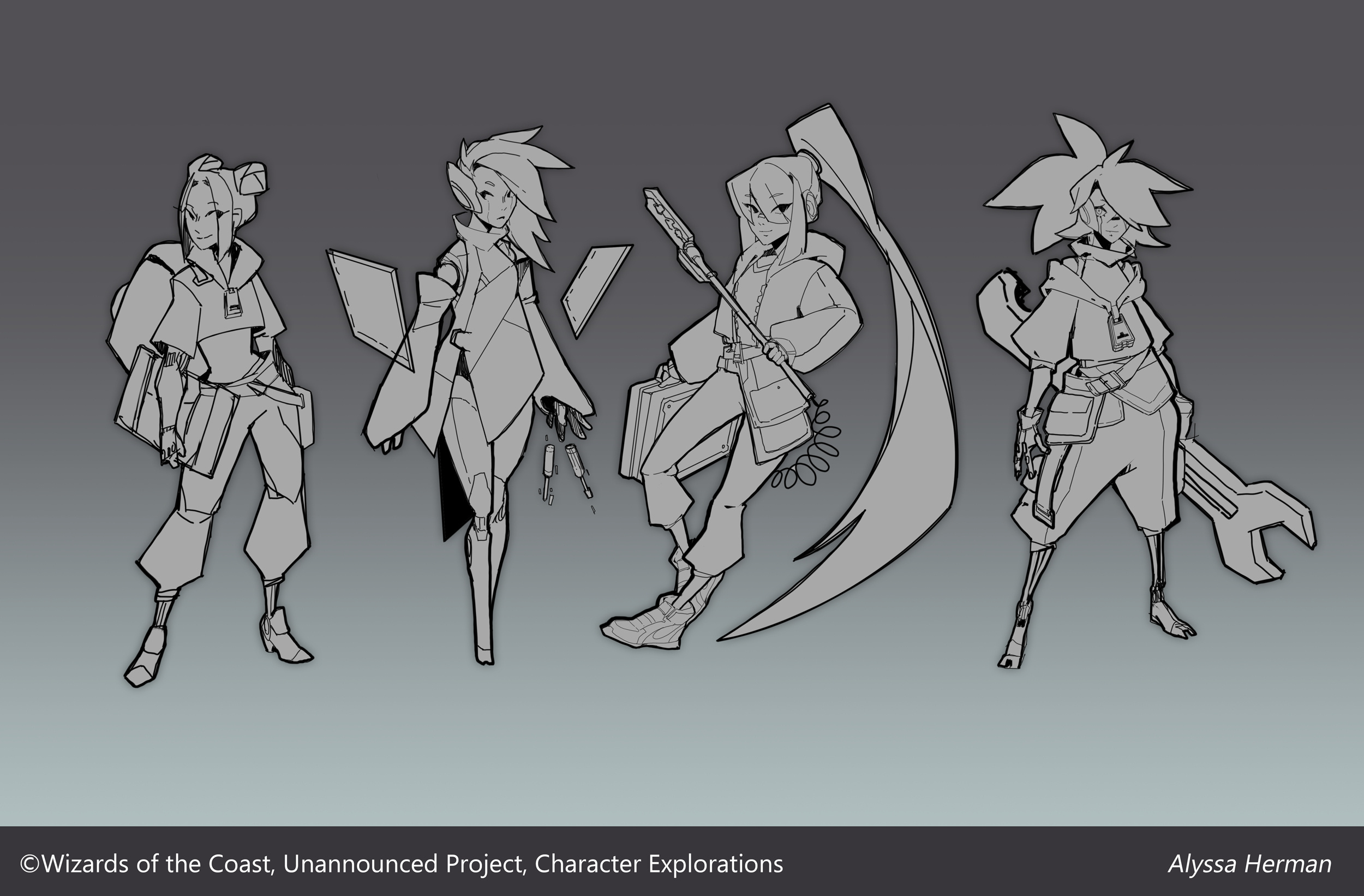 Female techy character explorations