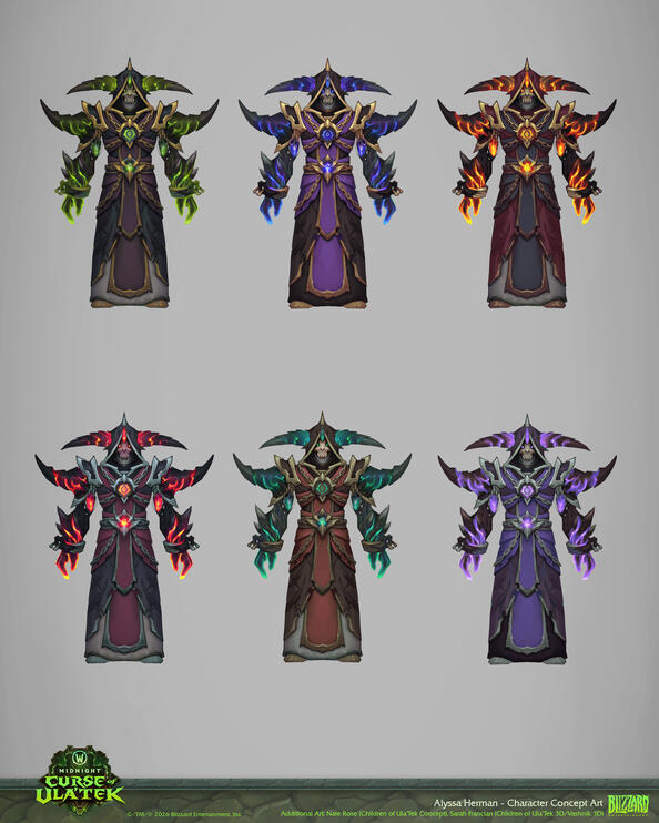 World of Warcraft - 12.1 - Curse of Ula'Tek - Warlock Raid Set (Colors)